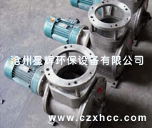電動旋轉(zhuǎn)閥又稱星型卸料器,旋轉(zhuǎn)給料器,關(guān)風(fēng)器,是由帶有數(shù)個(gè)葉片的轉(zhuǎn)子在圓筒形機(jī)殼內(nèi)旋轉(zhuǎn),從上部料斗落入的物料，充塞在葉片間的空格內(nèi),隨葉片的旋轉(zhuǎn)而卸出..